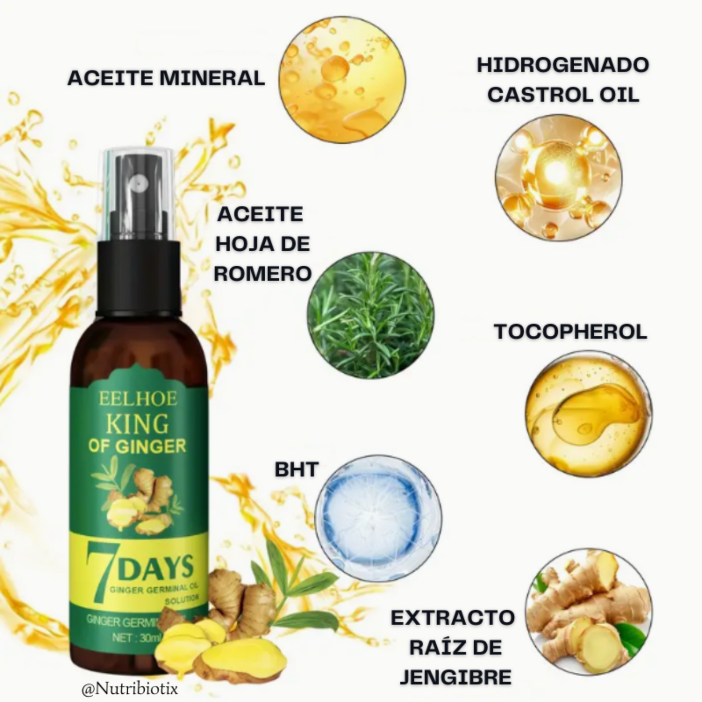 RECUPERA TU CABELLO - TONICO ANTI CAIDA 7 DAYS GINGER OIL
